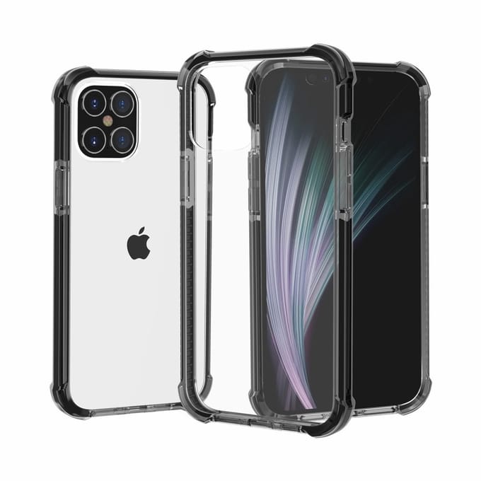 iPhone 12 / iPhone 12 Pro bumper case hoesje TPU + acryl - Transparant zwart