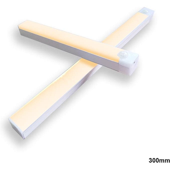 Bewegingssensor Nachtlampje Oplaadbaar Dimbaar LED-licht, Draagbaar zelfklevend binnenlicht voor 300mm warme witte kleur