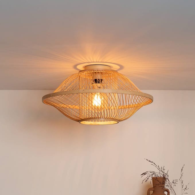 GOOD & MOJO plafondlamp Maui, naturel, Ø 50 cm, bamboe, E27