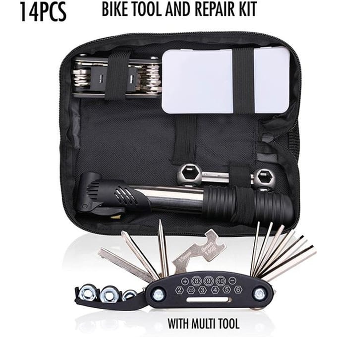 Bicycle Gear Fietsgereedschapsset - Fietsreparatieset - Multitool - Inbussleutel - Mini Pomp - Bandenplakkers