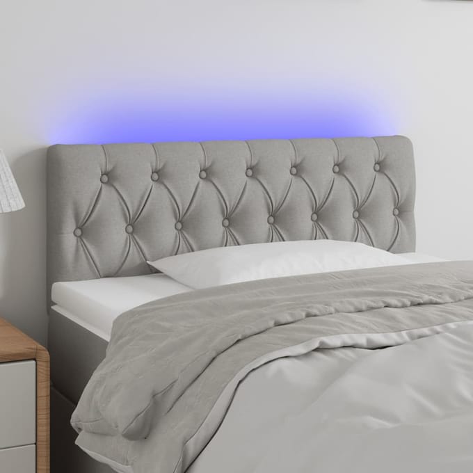 vidaXL - Hoofdbord - LED - 90x7x78/88 - cm - stof - lichtgrijs