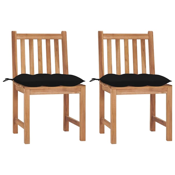 vidaXL - Tuinstoelen - 2 - st - met - kussens - massief - teakhout