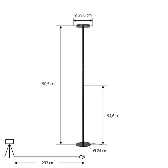 Arcchio LED vloerlamp Frile, zwart, hoogte 190 cm, dimbaar