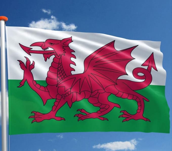 *** Grote Welsh 90x150cm Vlag 90x150cm - Welsh - van Heble® ******