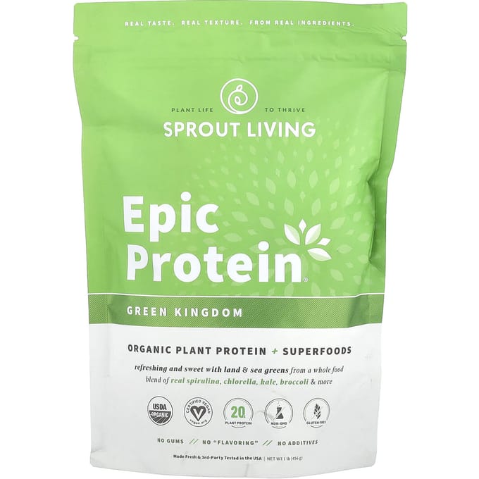 Sprout Living, Epic Protein®, Protéine Végétale Bio + Superaliments, Royaume Vert, 1 lb (456 g)