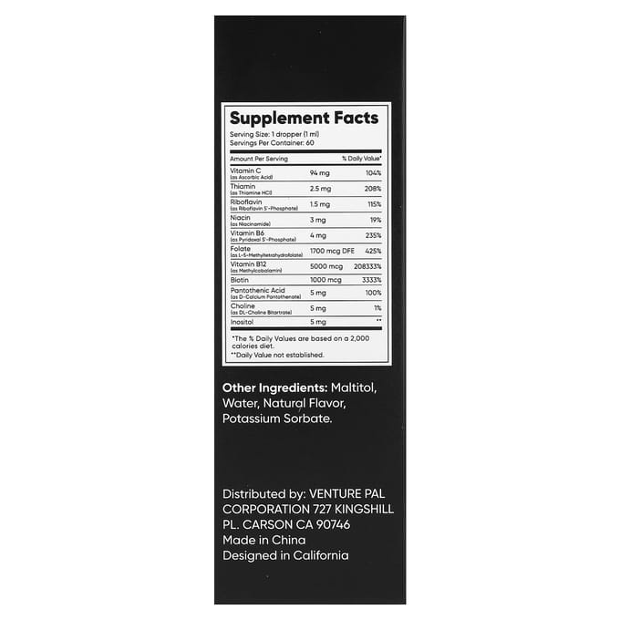 Venture Pal, Complexe de Vitamines B 8-en-1, Saveur Citron, 60ml (2 fl oz)