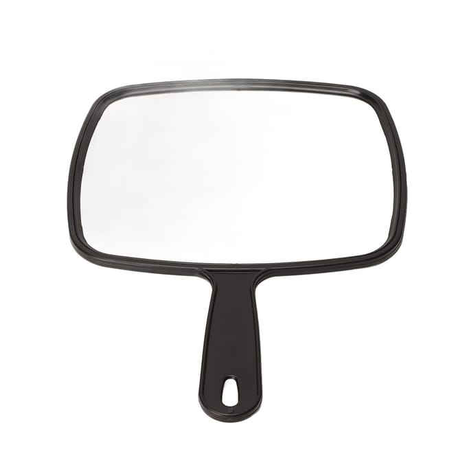 Miroir de Rasage à Poignée Carré Miroir Haute Définition Conception de Poignée Antidérapante Miroir à Main pour Salons de Coiffure gray
