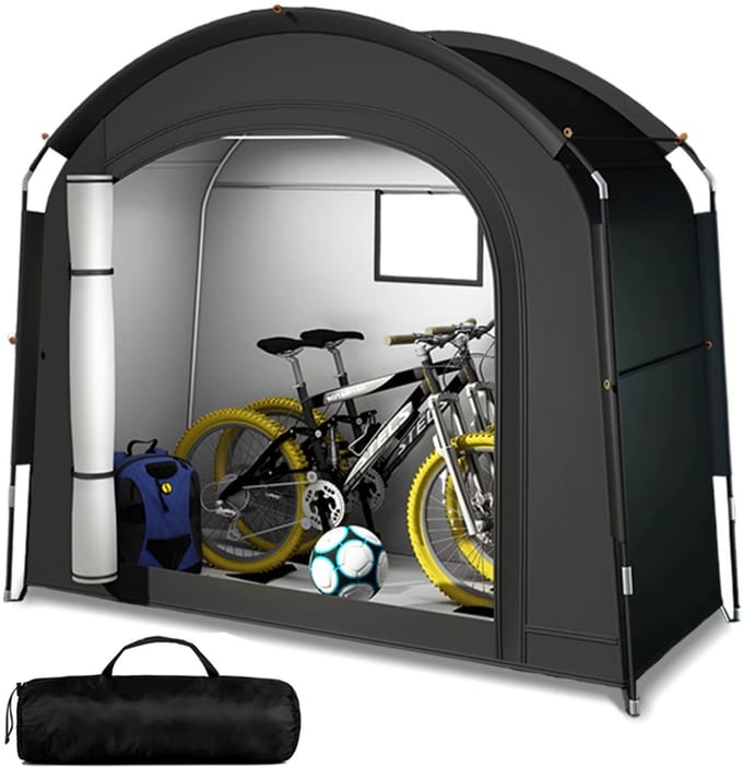 Fietsberging - Fietsenhok - Stalling - Tuinschuur - Huis - Overdekt - Zwart - Scooter - Fiets
