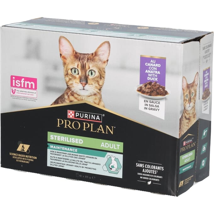 50% Korting! 2 x Purina Pro Plan natvoer voor katten - Sterilised Adult Maintenance Eend (20 x 85 g)