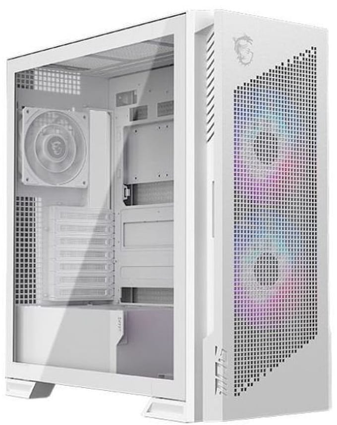Msi Midi Computerbehuizing Voor E Atx Moederbord, Airflow Met Venster, Wit, Exclusief Voeding.
