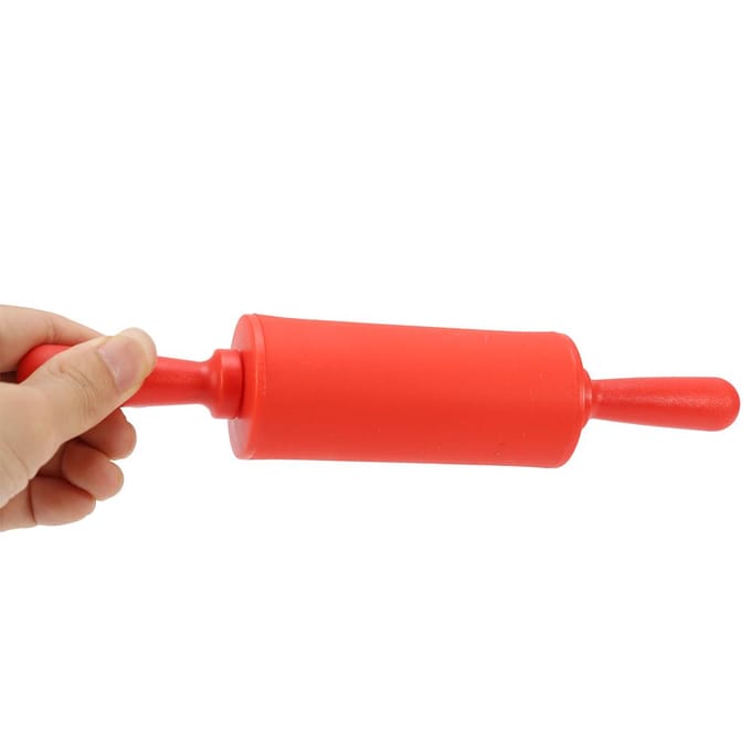 Nieuwe NOn-stick Siliconen Deegroller Deegroller Bakgereedschap met Kunststof Handvat Rood rood