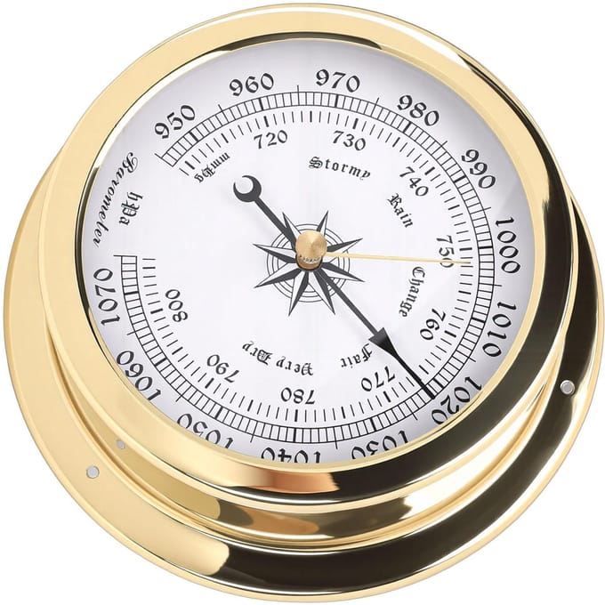 4,7 Inch Messing Barometer voor Boten Nauwkeurige Drukmeting voor Jachten Schepen Vaartuigen beige