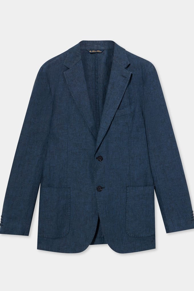 Brooks Brothers Jacket Regular Lining Linen Blue Größe: 48 | Blazer Outlet | Herren | Blau