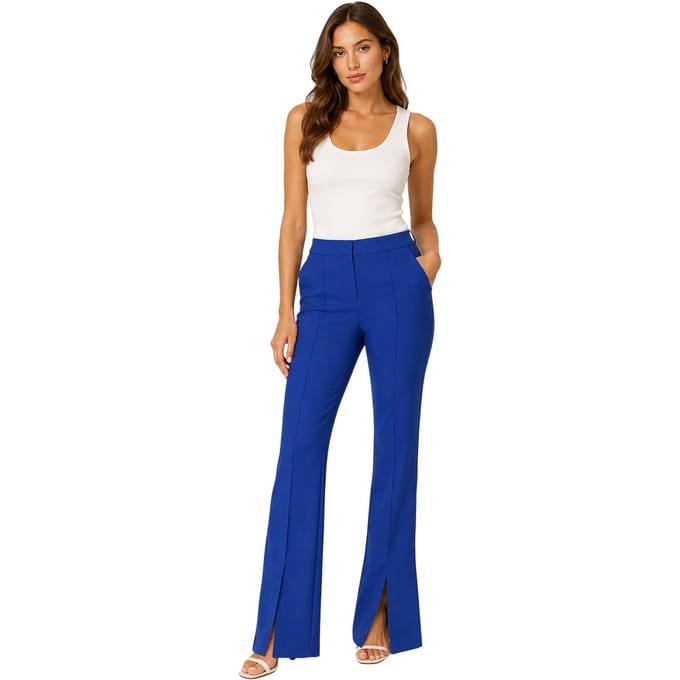 Off White Slanke broek met hoge taille voor dames (Blauw)