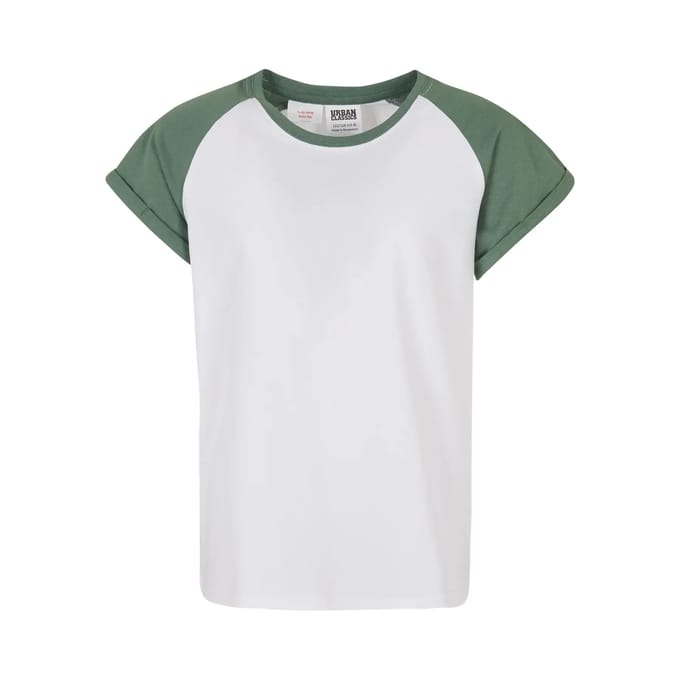Urban Classics - Contrast Raglan Kinder T-shirt - Kids 122/128 - Wit/Groen