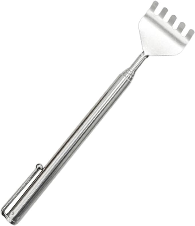 Uitschuifbare Rugkrabber - Telescopische Jeukverlichter - Ontspanning Thuis - Roestvrijstalen Constructie - 15.2 cm - Zilver