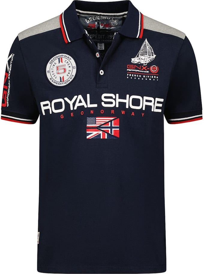 Polo Shirt Heren Blauw Geographical Norway Royal Shore - S