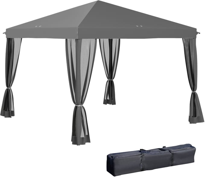 Outsunny Vouwpaviljoen tuinpaviljoen met 4 afneembare zijwanden - Partytent, tuintent - Lichtgrijs