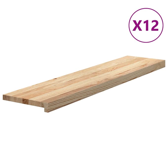 vidaXL - Traptreden - 12 - st - 110x30x2 - cm - onbehandeld - massief - eikenhout
