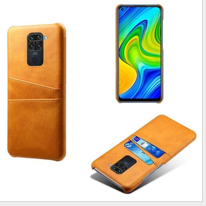 Back Cover met Opbergvakjes + PMMA Screenprotector voor Xiaomi Redmi Note 9 _ Bruin