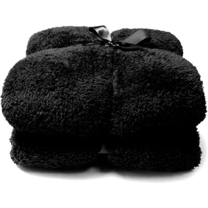 Unique Living Teddy Plaid - 150x200 cm - Black