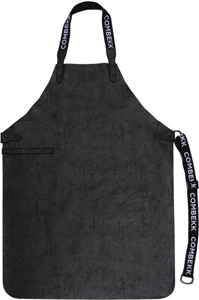 Combekk Schort - Gerecycled Leer - Duurzaam - elastische nek- en tailleband - Unisex - Zwart