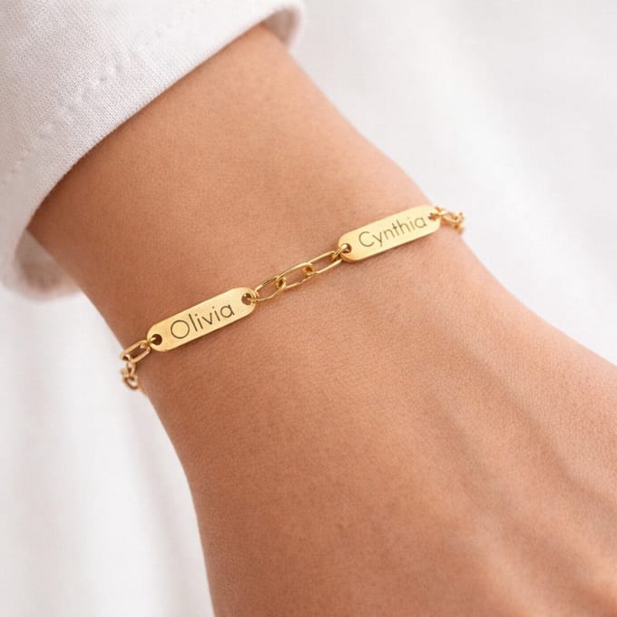 Schakelarmband met 3 Namen Goud