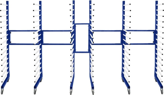 Spray droogrektrolley - blauw - 181,5 cm - 3 stuks + 2 koppelingen
