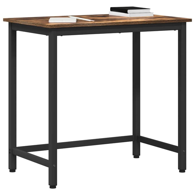 vidaXL - Tafel - Gerookt - eiken - 100 - x - 50 - x - 76,5 - cm - Engineered - hout - en - staal