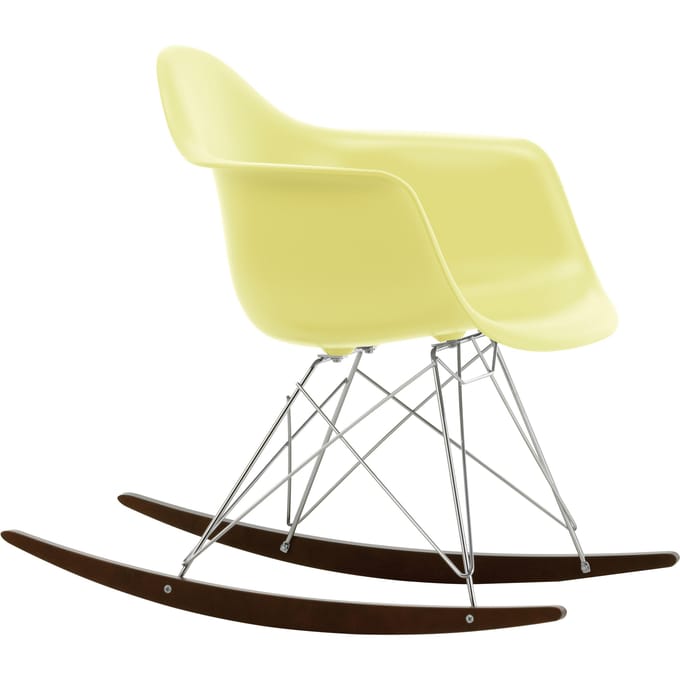 Vitra RAR Eames Plastic Armchair - citron RE - verchroomd - sleden esdoorn donker