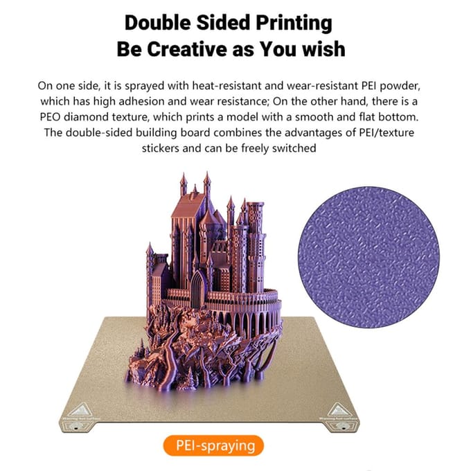 PEI-bouwplaat 3D-printbed Dubbelzijdig getextureerd PEI-oppervlak Magnetisch verenstaal Flexibel 3 gray