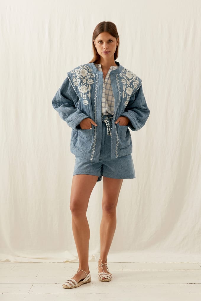 Louise Misha Jacket Maurice Stone Blue Maat: 36 | Gilets Outlet | Dames | Blauw