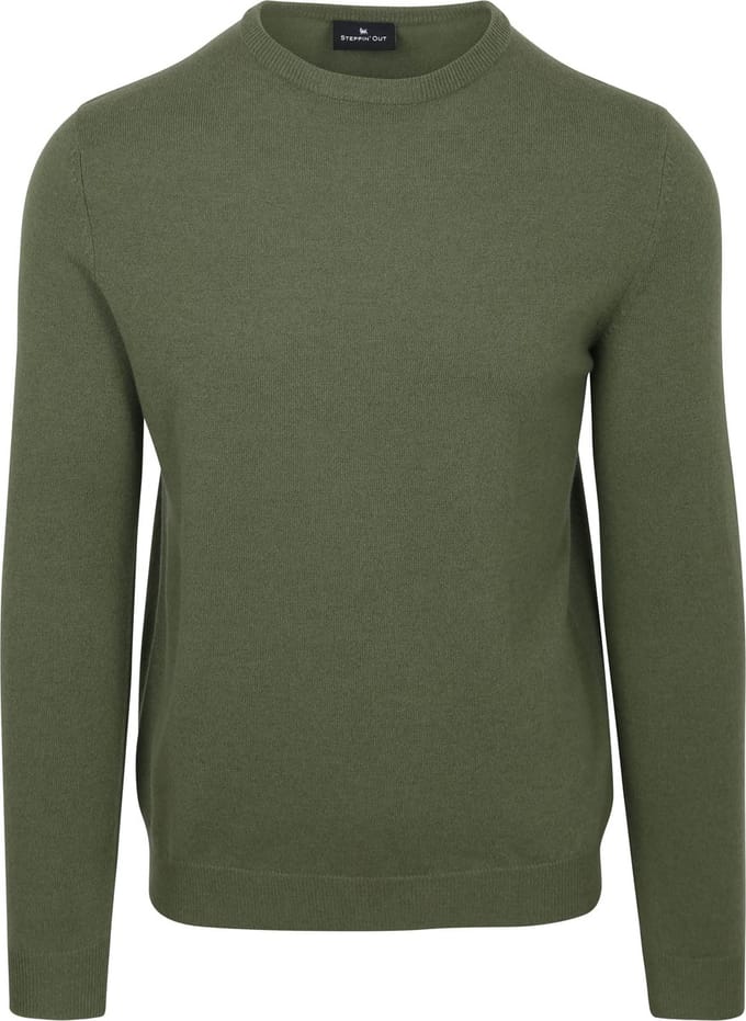 Steppin' Out Trui Merinowol Groen - Maat M - Heren - Pullovers