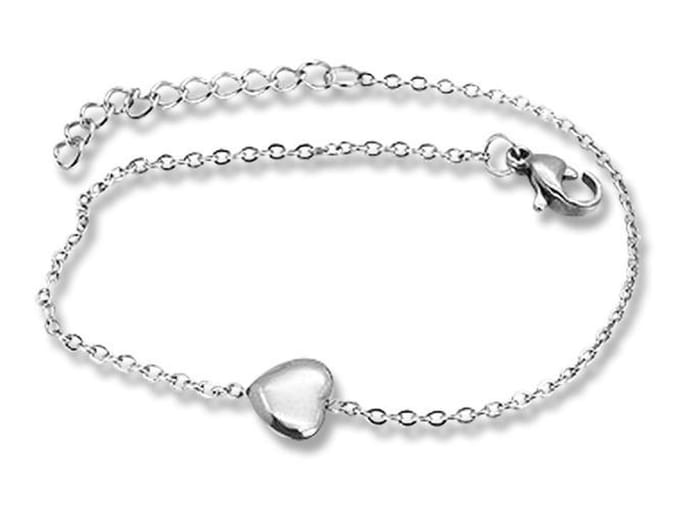 Amanto Armband Emilia - 316L Staal - Hartje - 9x7mm- 17+3cm