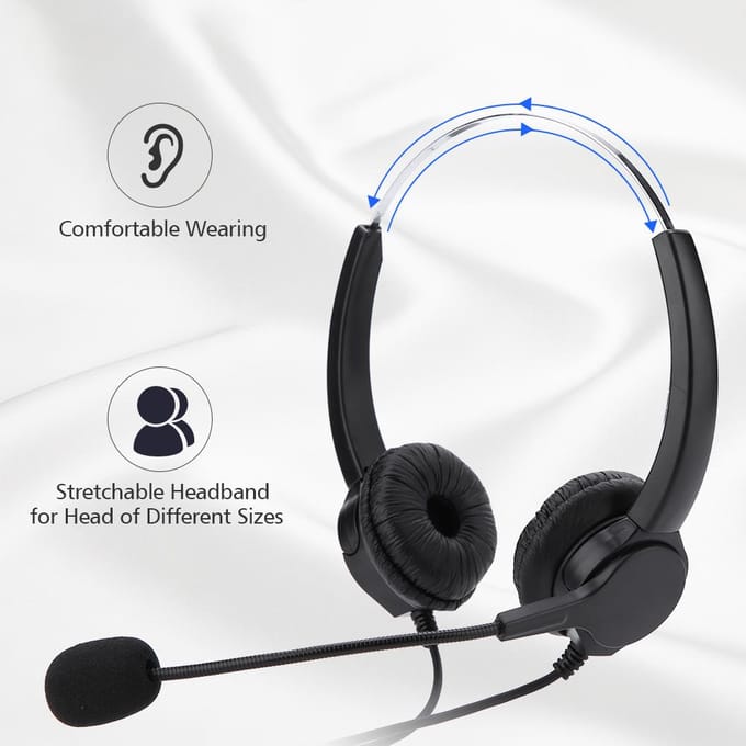Crystal RJ9 Callcenter Headset Ruisonderdrukkende Callcenter Hoofdtelefoon met Comfortabel Draagcomfort