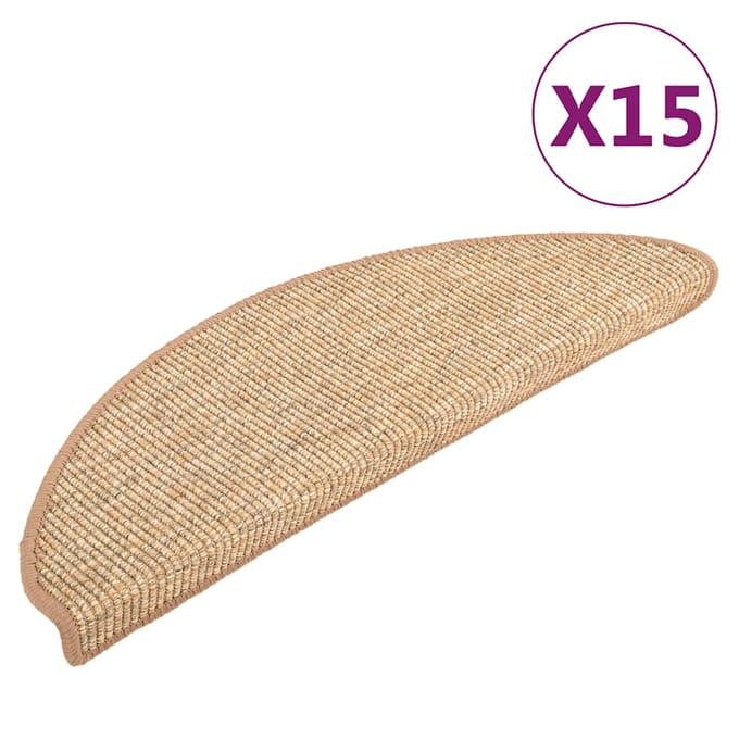 vidaXL - Trapmatten - 15 - st - 56x17x3 - cm - lichtbruin - halfrond