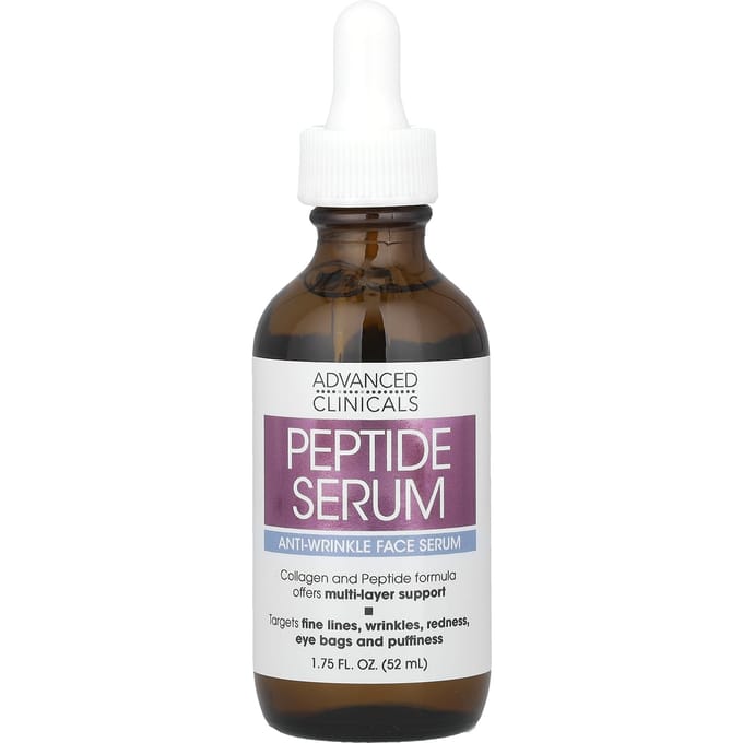 Advanced Clinicals, Peptiden Serum, Anti-Rimpel Gezichtsserum, 1,75 fl oz (52 ml) white