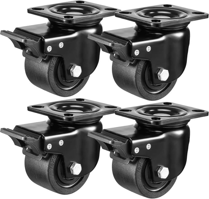Zware Dienst Zwenkwielen 3 Inch Nylon Met Rem - Set van 4