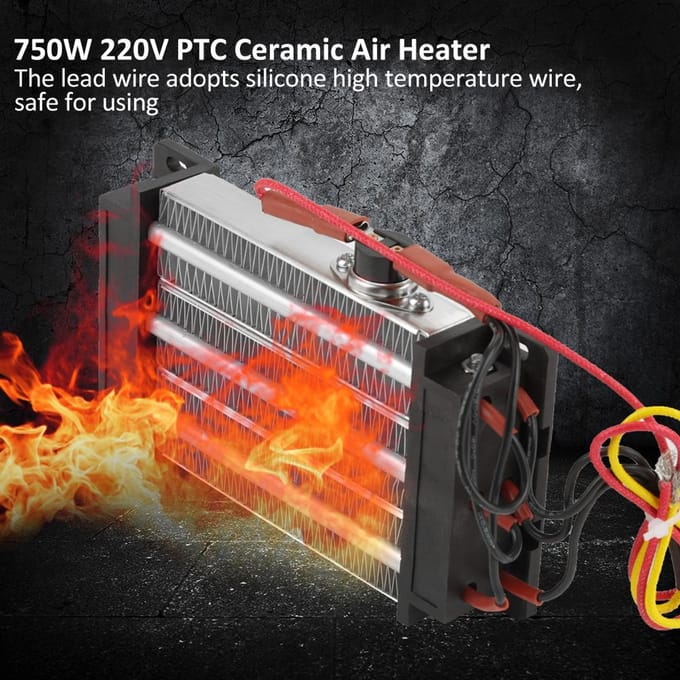 Chauffage d'air en céramique PTC Élément chauffant Chauffage électrique 750W 220V 140 x 76mm gray