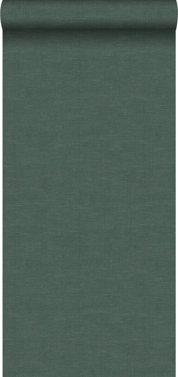 Origin Wallcoverings behang linnenstructuur mosgroen - 53 cm x 10.05 m - 347636