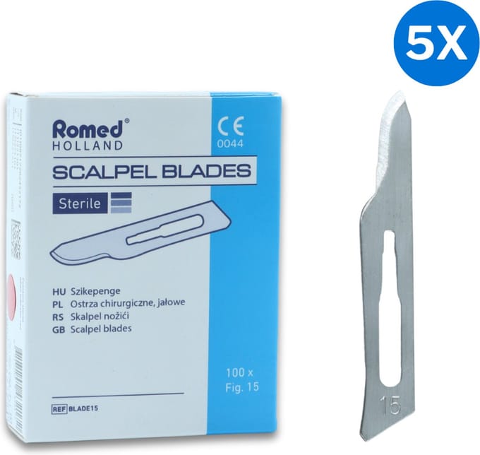 Romed scalpelmesjes nr. 15 steriel - Set van 5 doosjes Romed