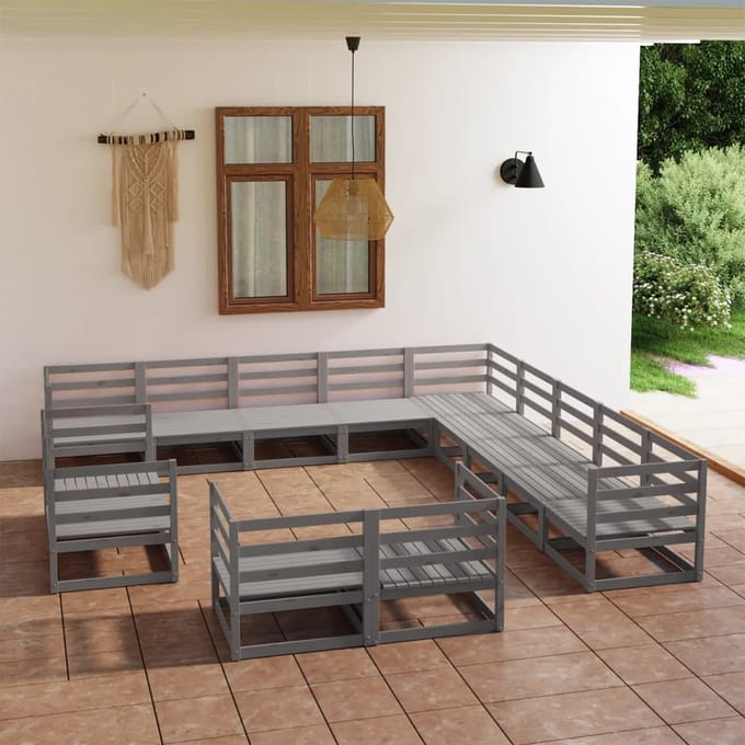 vidaXL - 13-delige - Loungeset - massief - grenenhout