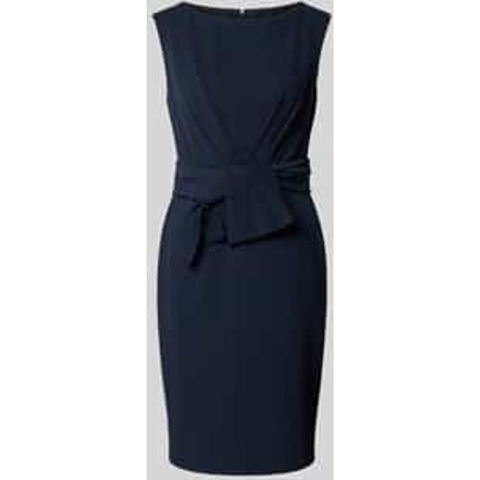 Knie-lange cocktailjurk met knoopdetail