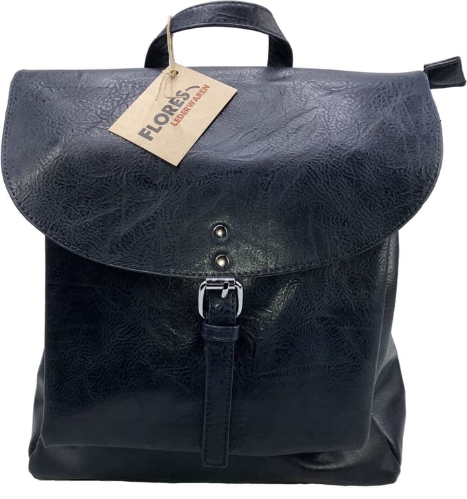 Soepele rugzak met twee ritsen en groot voorvak, donkerblauw.