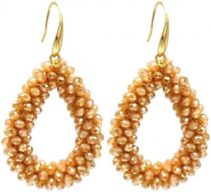 Jomide Oorhangers Glass Beads - Bruin