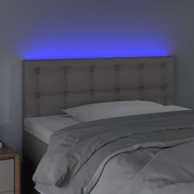 vidaXL - Hoofdbord - LED - 100x5x78/88 - cm - kunstleer - grijs