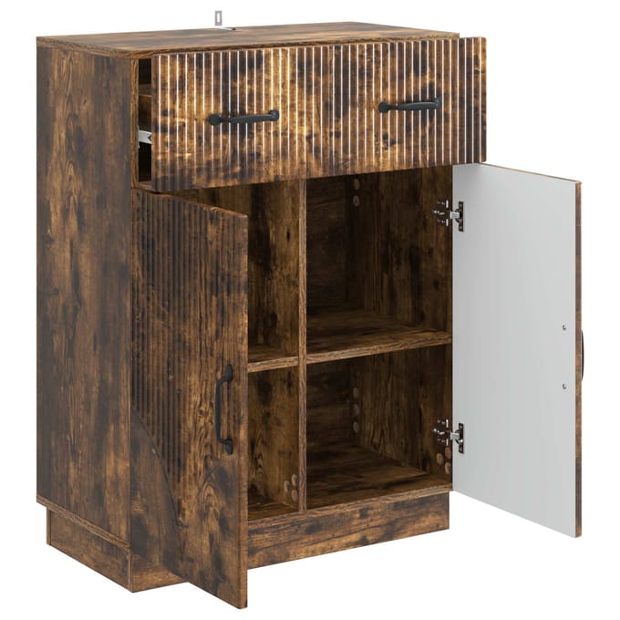 vidaXL - Dressoir - met - lade - Gerookt - eiken - 66 - x - 34,5 - x - 87 - cm - Bewerkt - hout