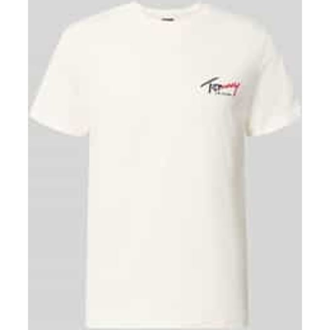 Tommy Hilfiger Slim Signature Logo T-shirt Ancient White Maat: M | Basic T-Shirts Outlet | Heren | Wit