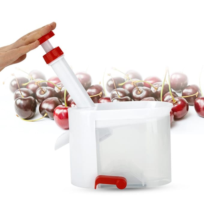 Plastic Kersenontpitter Druiven Zaden Verwijderaar met Container Thuis Reizen Fruit Gadget white