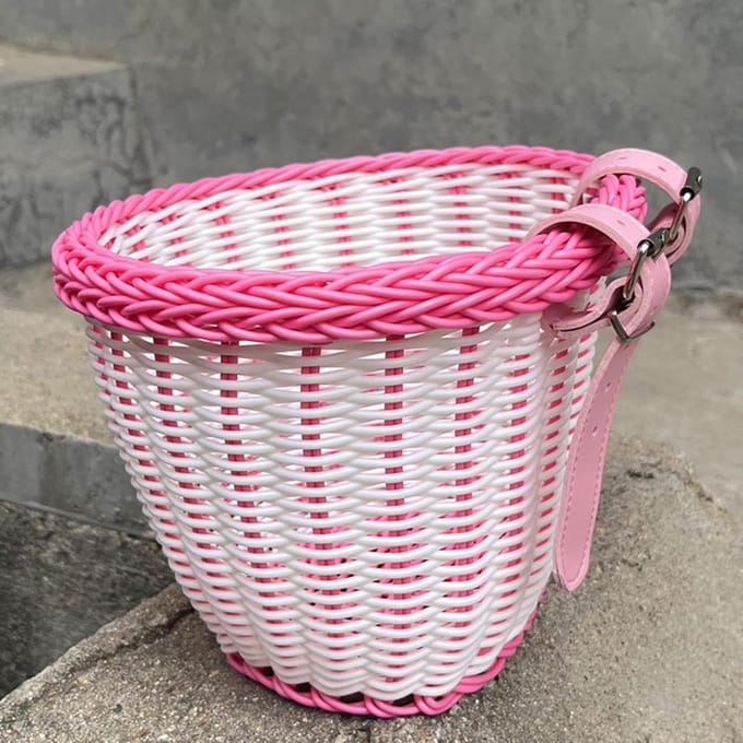 Kinderfietsmand - Stuur mand - Fiets decoreren - Waterafstotend materiaal - 22x20x17 cm - Wit